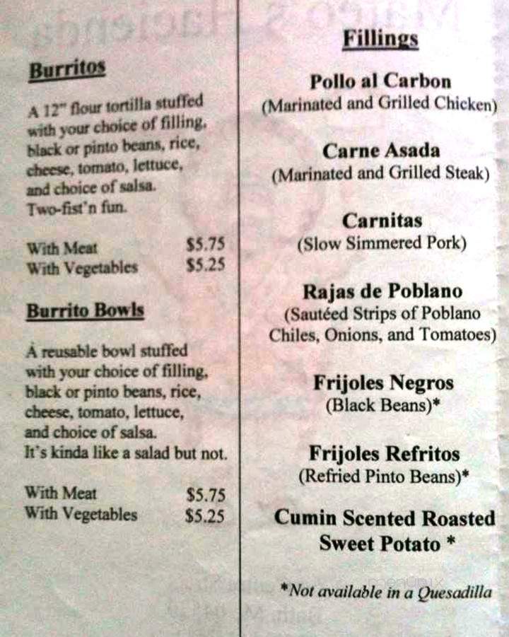 Mateo's Hacienda - Bath, ME menu_pic