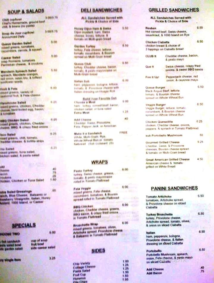 Queue Cafe - Louisville, KY menu_pic