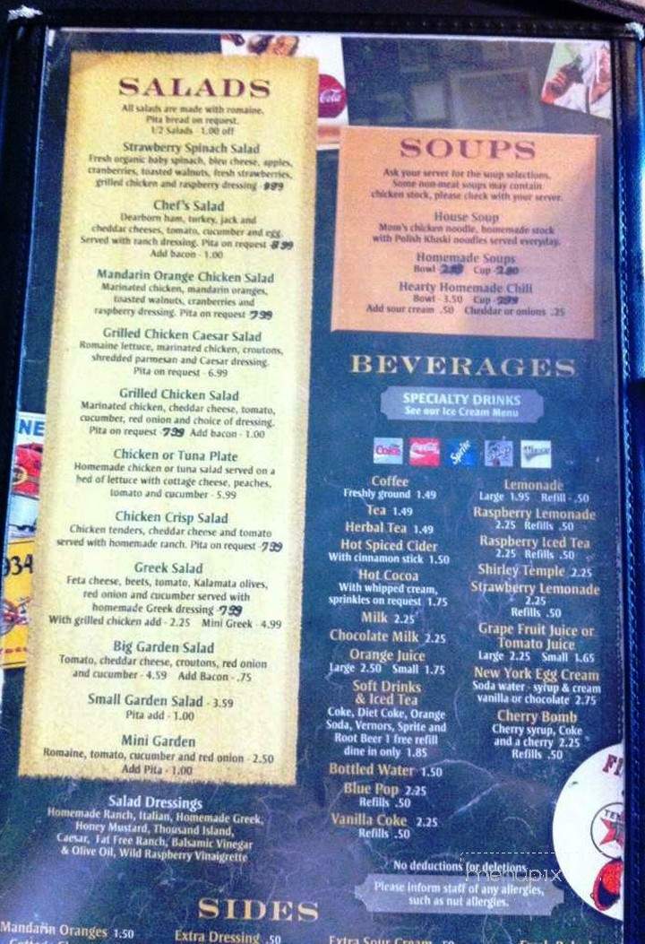 Rebecca's Family Restaurant & Ice-Cream Parlor - Northville, MI menu_pic