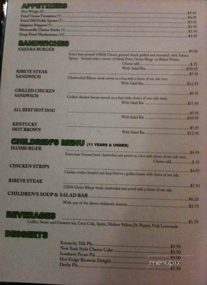 Sahara Steakhouse - Cave City, KY menu_pic