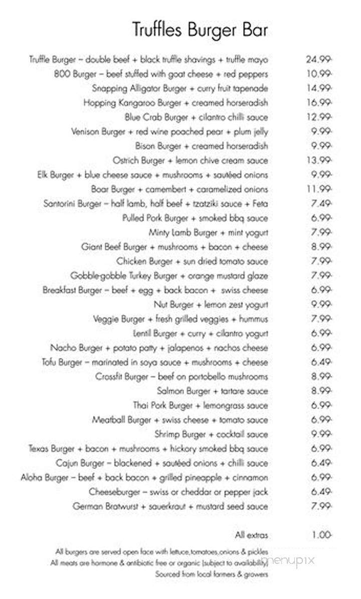 Truffles Burger Bar - Cornwall, ON menu_pic