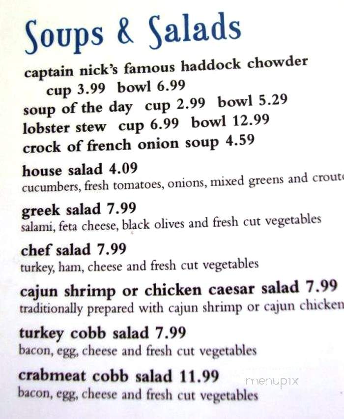 Captain Nick's - Bangor, ME menu_pic