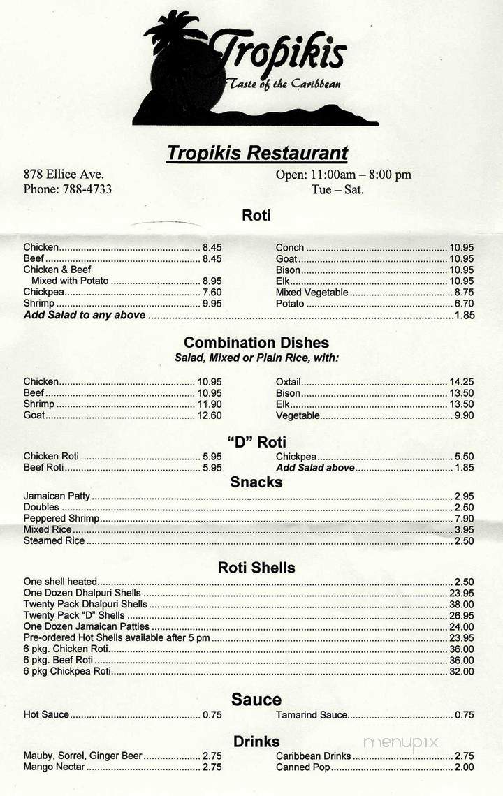 Tropikis Restaurant - Winnipeg, MB menu_pic