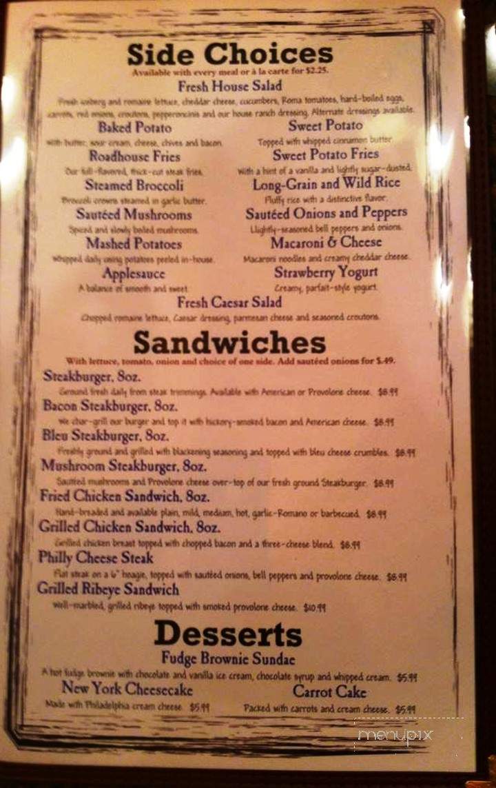 Blue Ridge Roadhouse - Franklin, NC menu_pic