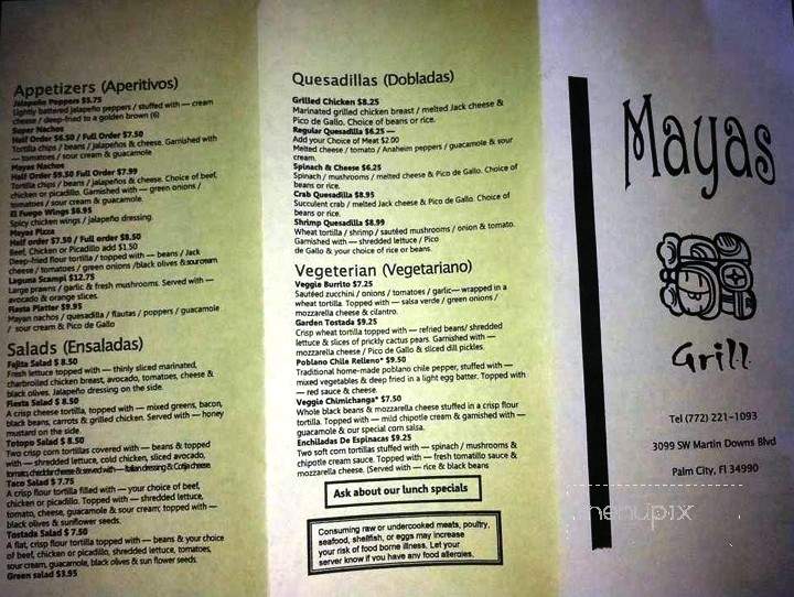Mayas Grill - Palm City, FL menu_pic