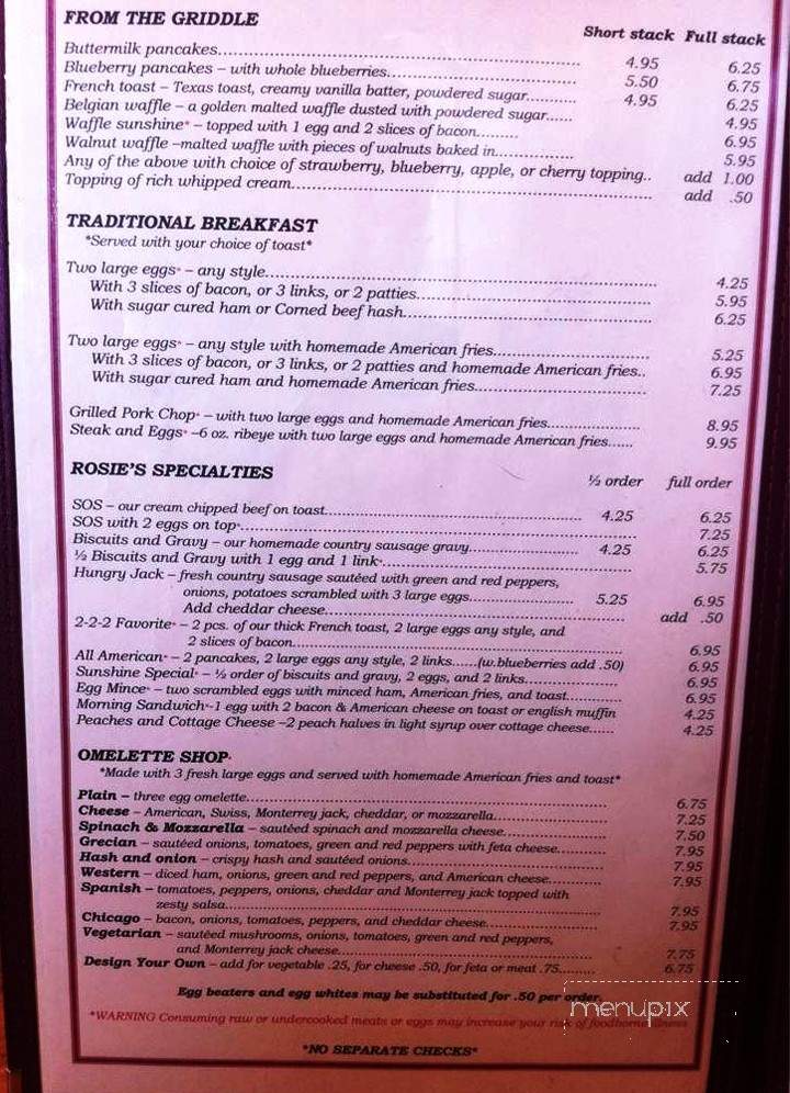 Rosie's Restaurant - Spokane, WA menu_pic