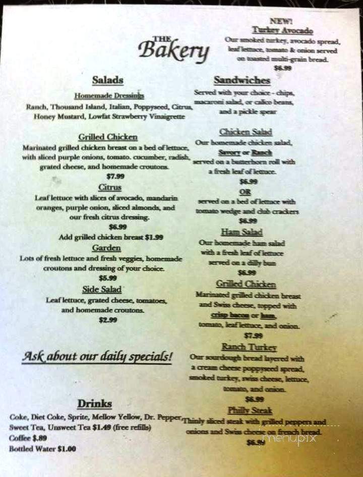 The Bakery - Tupelo, MS menu_pic
