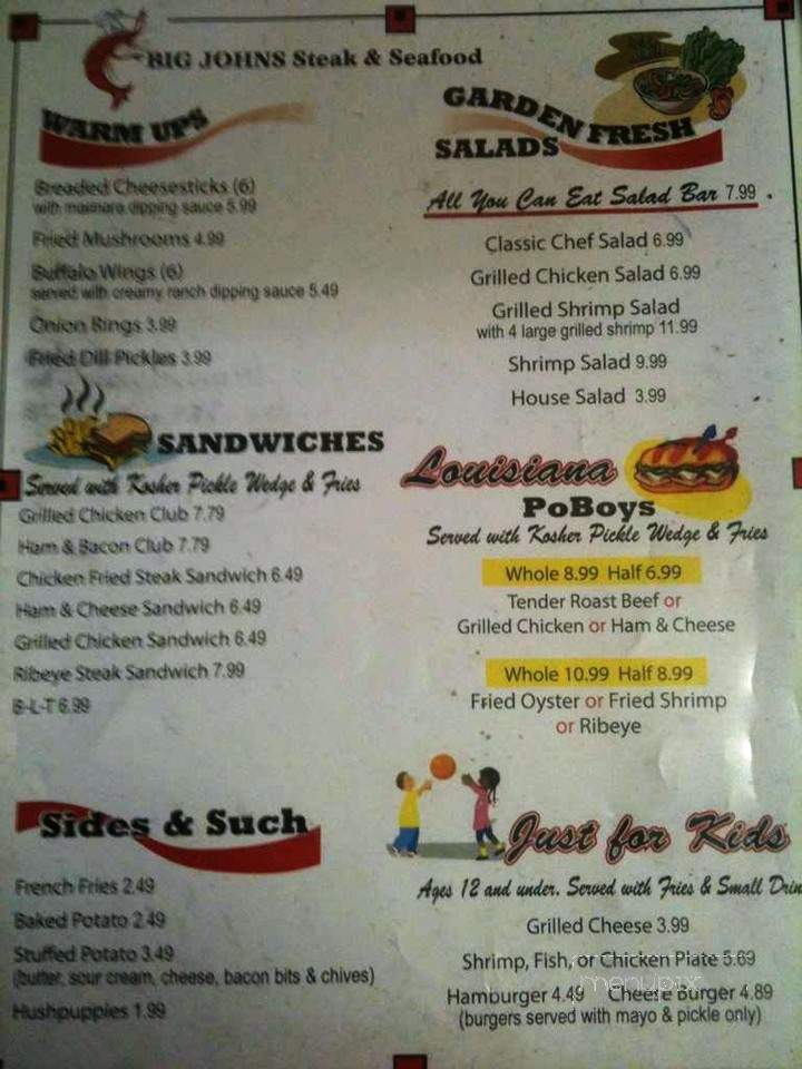 Big John's Steak & Seafood - Rayville, LA menu_pic