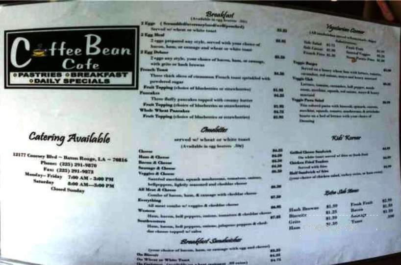 Coffee Bean Cafe - Baton Rouge, LA menu_pic