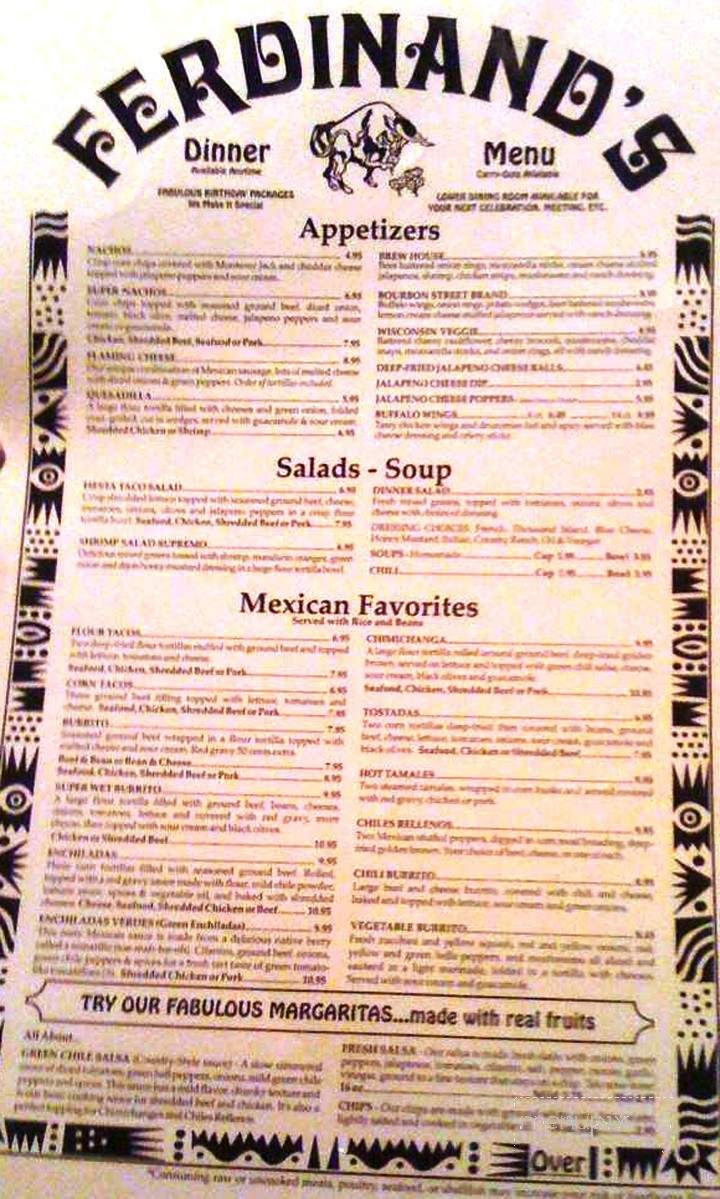 Ferdinand's Mexican Restaurant - Escanaba, MI menu_pic