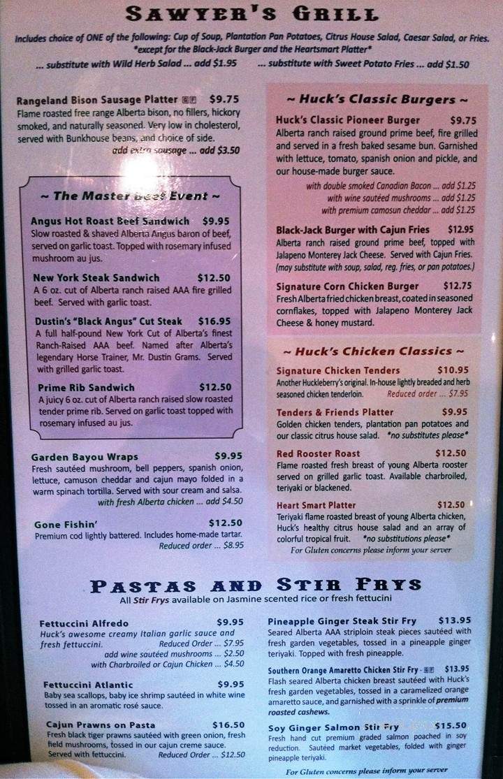 Huckleberry's Cafe - Wetaskiwin, AB menu_pic
