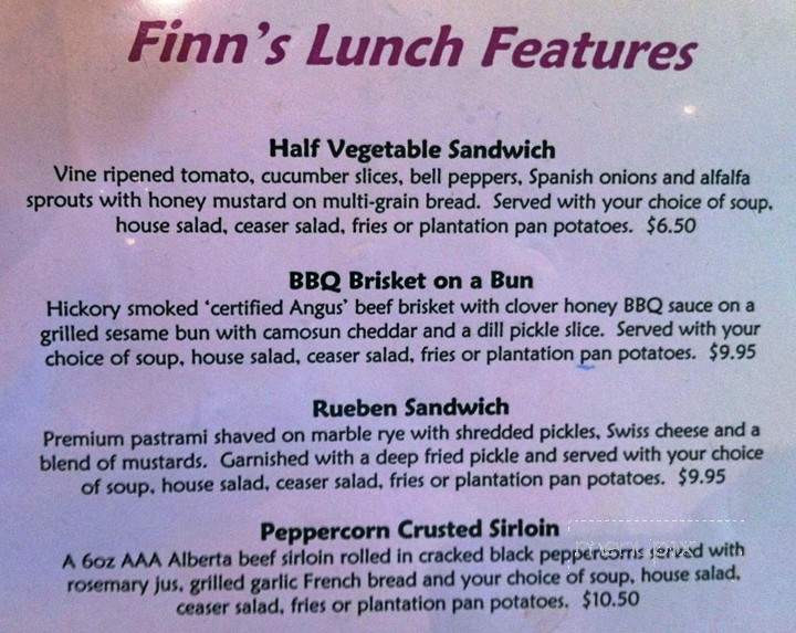 Huckleberry's Cafe - Wetaskiwin, AB menu_pic