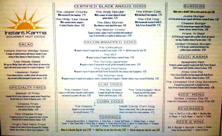 Instant Karma Gourmet Hot Dogs - Joplin, MO menu_pic