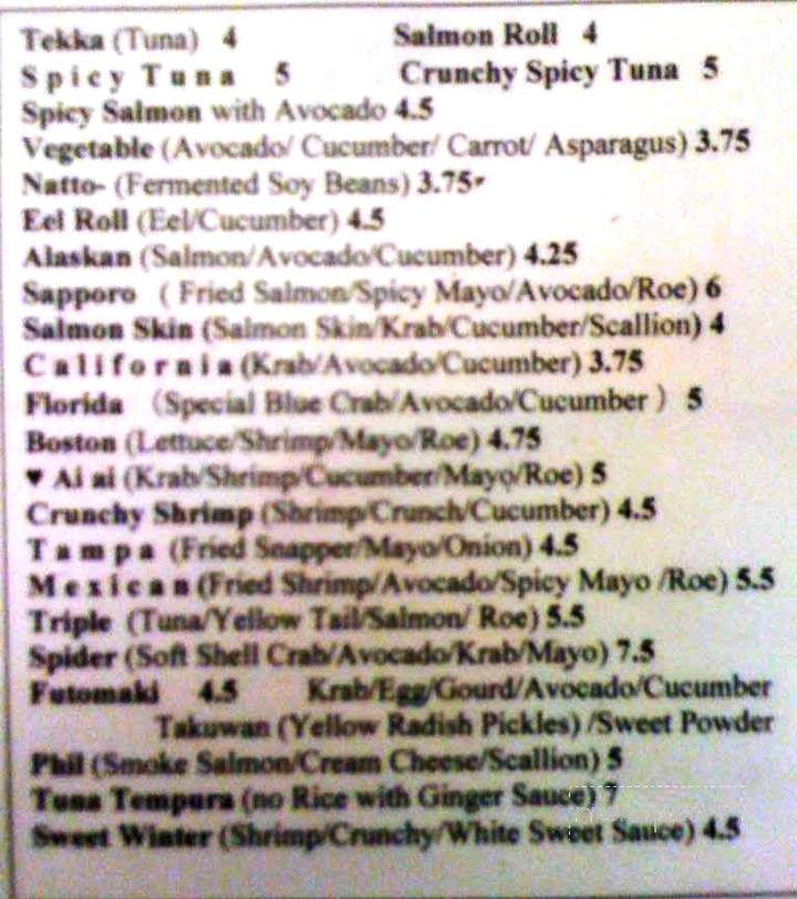 I Ai Sushi - Tampa, FL menu_pic