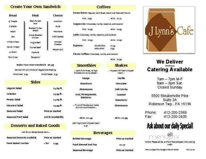 J Lynns Cafe - Robinson Township, PA menu_pic