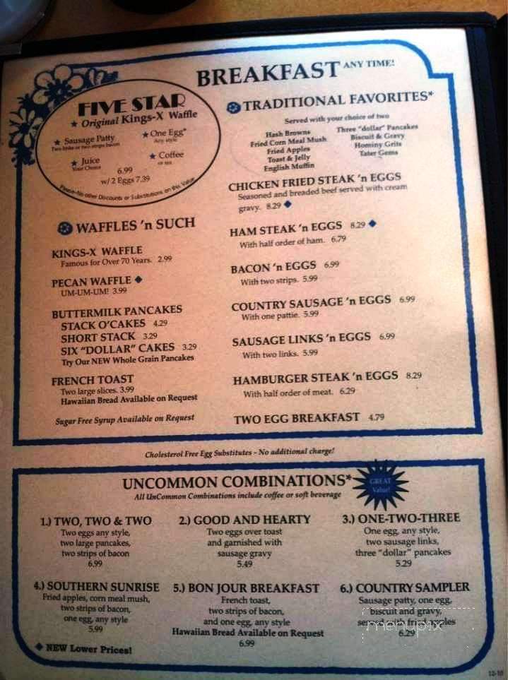Kings-X - Wichita, KS menu_pic