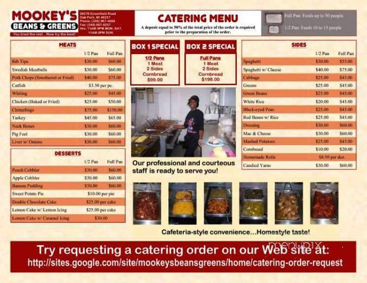 Mookey's Beans & Greens - Oak Park, MI menu_pic