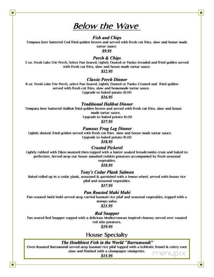 Menard's Sea Food Tavern - Windsor, ON menu_pic