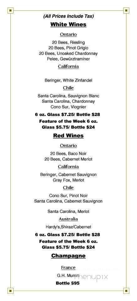 Menard's Sea Food Tavern - Windsor, ON menu_pic