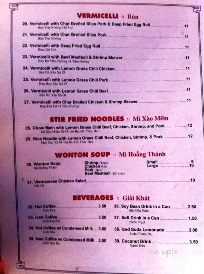Pho Thanh & Cafe Inc - Coeur D'Alene, ID menu_pic