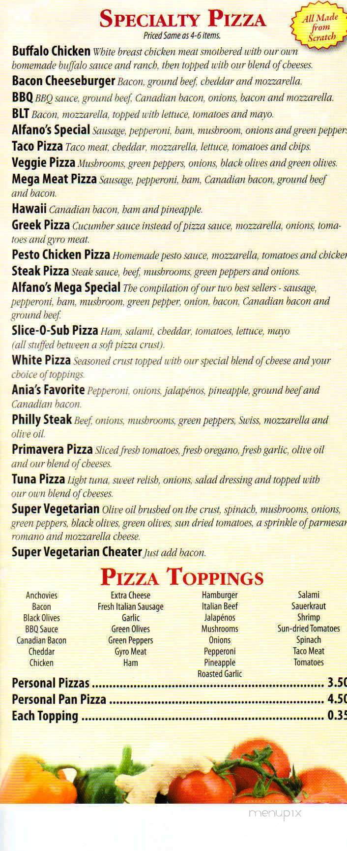 Alfano's Pizzeria - Knoxville, IL menu_pic