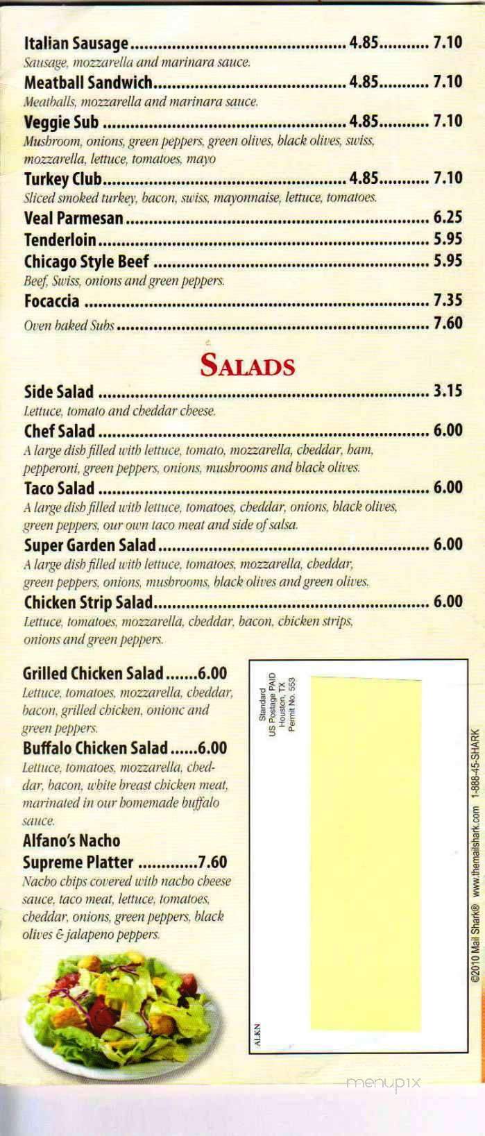 Alfano's Pizzeria - Knoxville, IL menu_pic