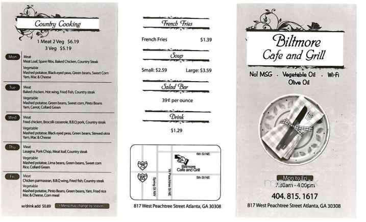 Biltmore Cafe and Grill - Atlanta, GA menu_pic
