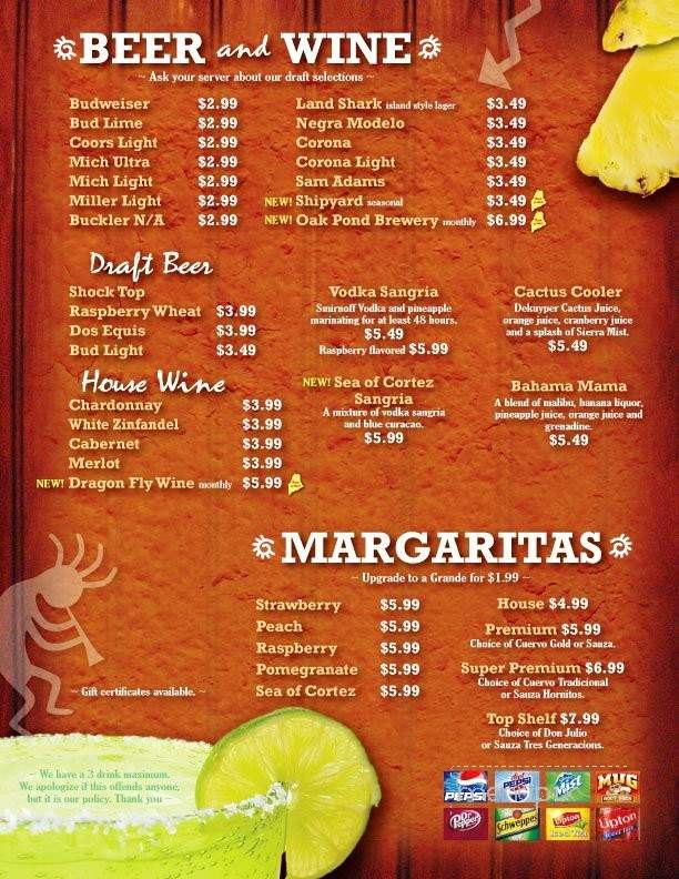 Cervesas Southwest Grill - Newport, ME menu_pic
