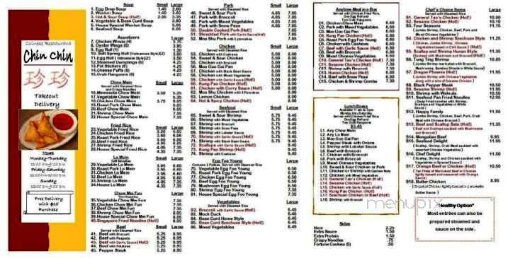 Chin Chin - West Saint Paul, MN menu_pic