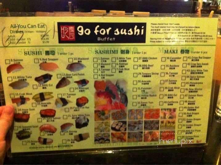 Menu of Go For Sushi in Saskatoon, SK S7H 5N9