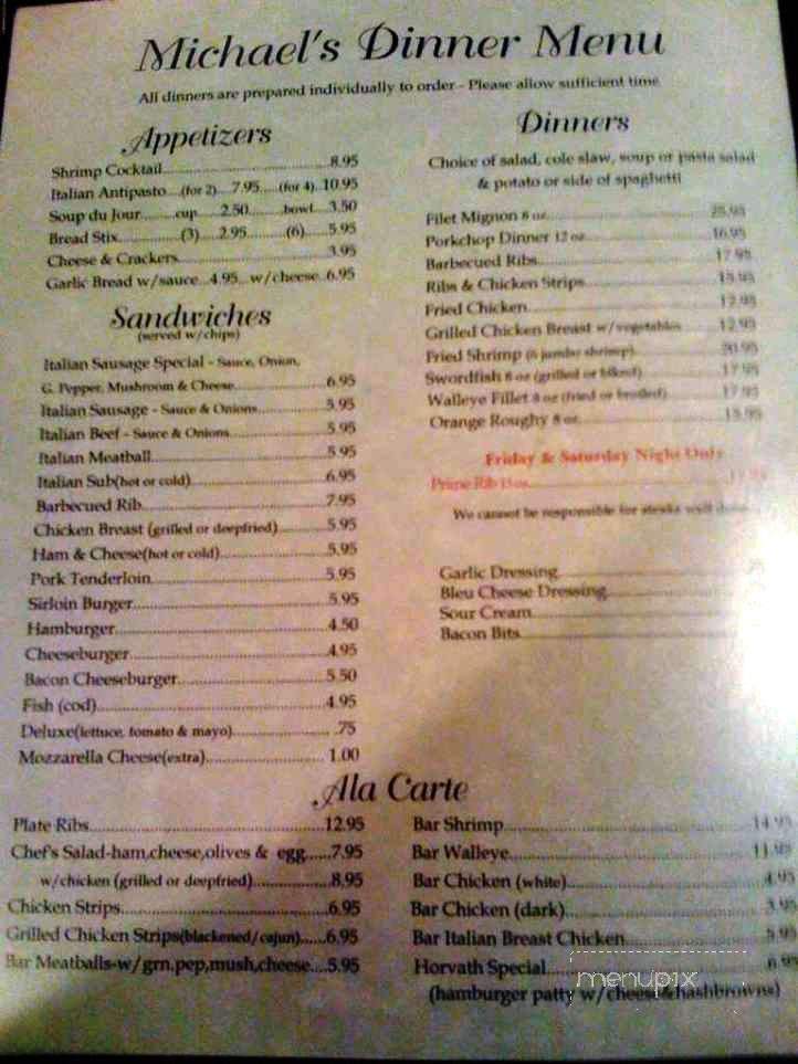 Michael's Italian Restaurant - Elkhart, IN menu_pic