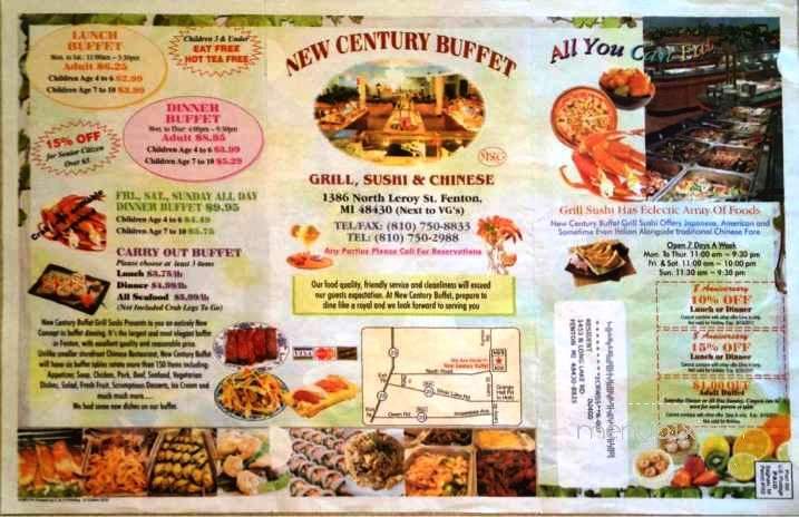 New Century Buffet - Fenton, MI menu_pic