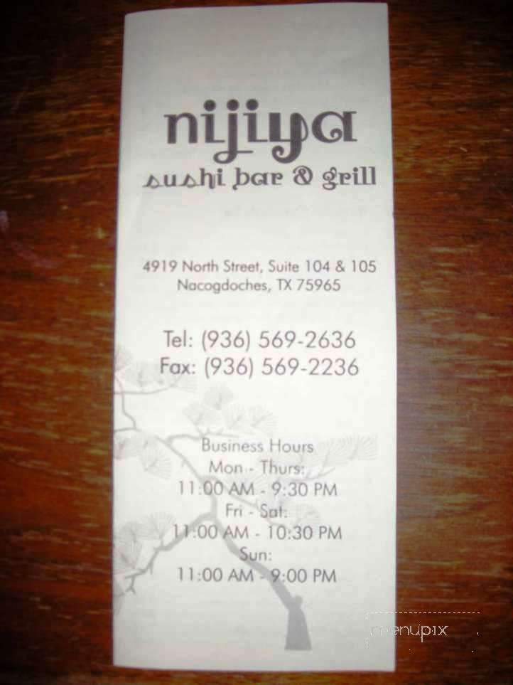 Nijiya Sushi Bar & Grill - Nacogdoches, TX menu_pic