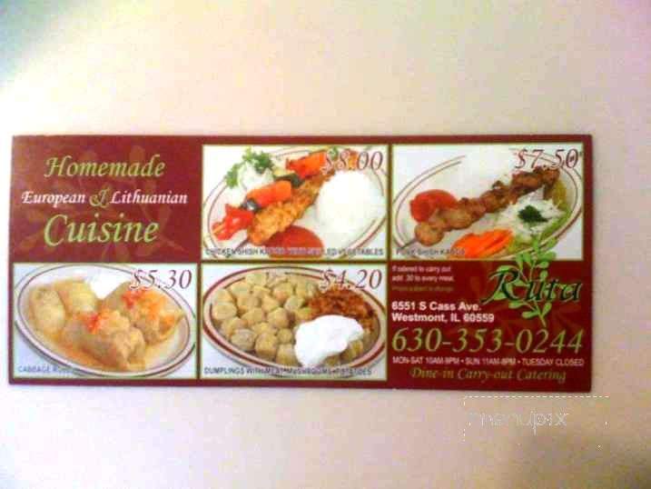 Ruta - Westmont, IL menu_pic
