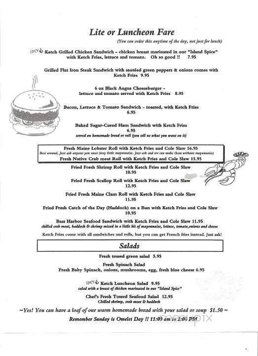 Seafood Ketch - Bass Harbor, ME menu_pic