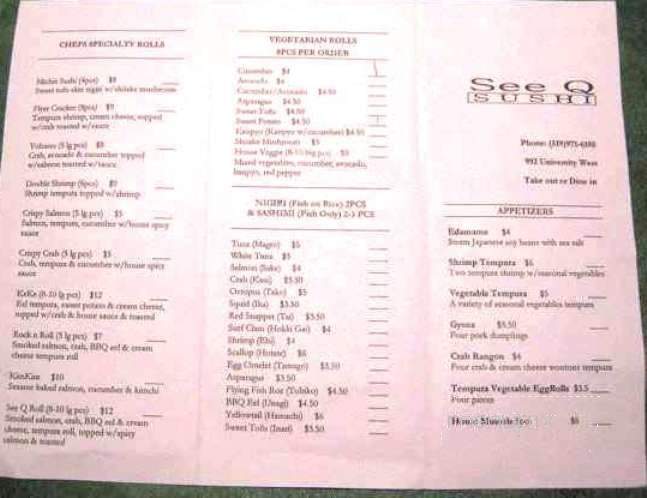 See Q Sushi - Windsor, ON menu_pic