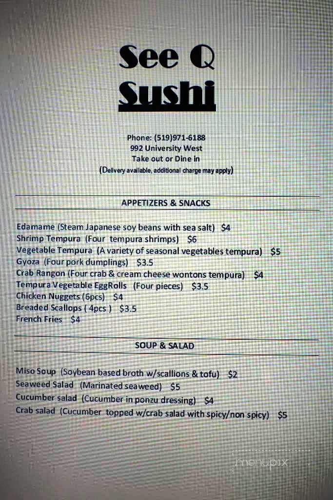 See Q Sushi - Windsor, ON menu_pic