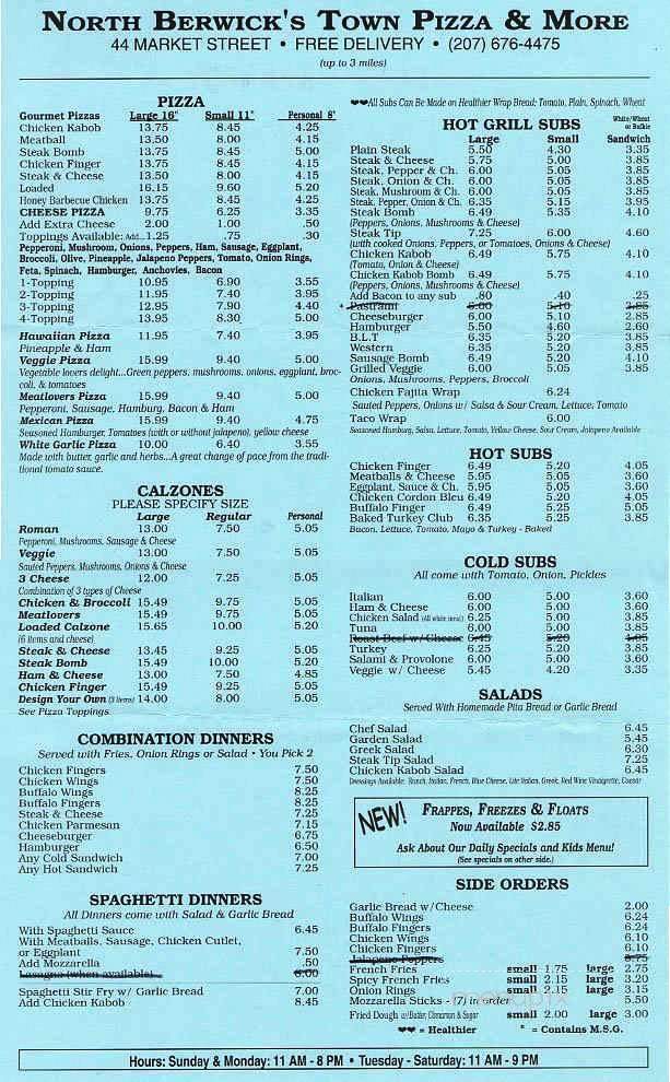 Town Pizza - North Berwick, ME menu_pic