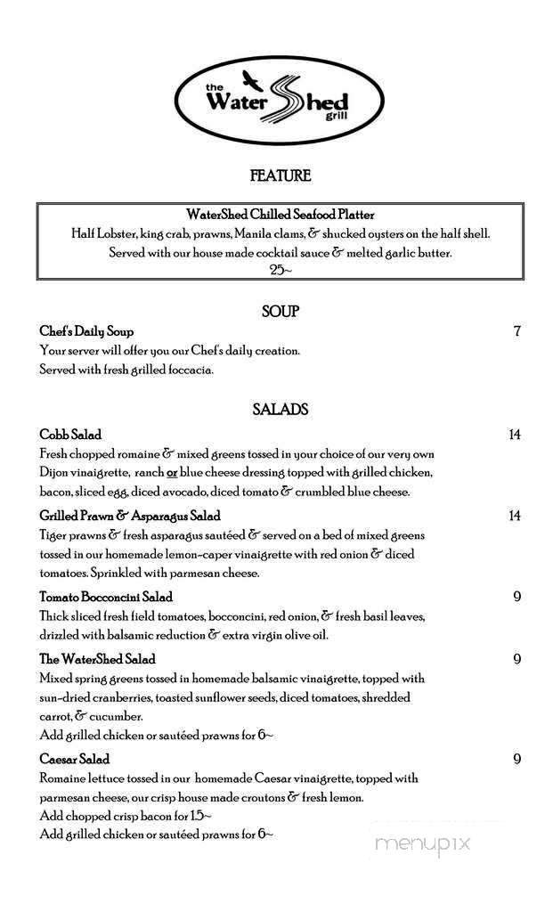 The WaterShed Grill - Squamish, BC menu_pic