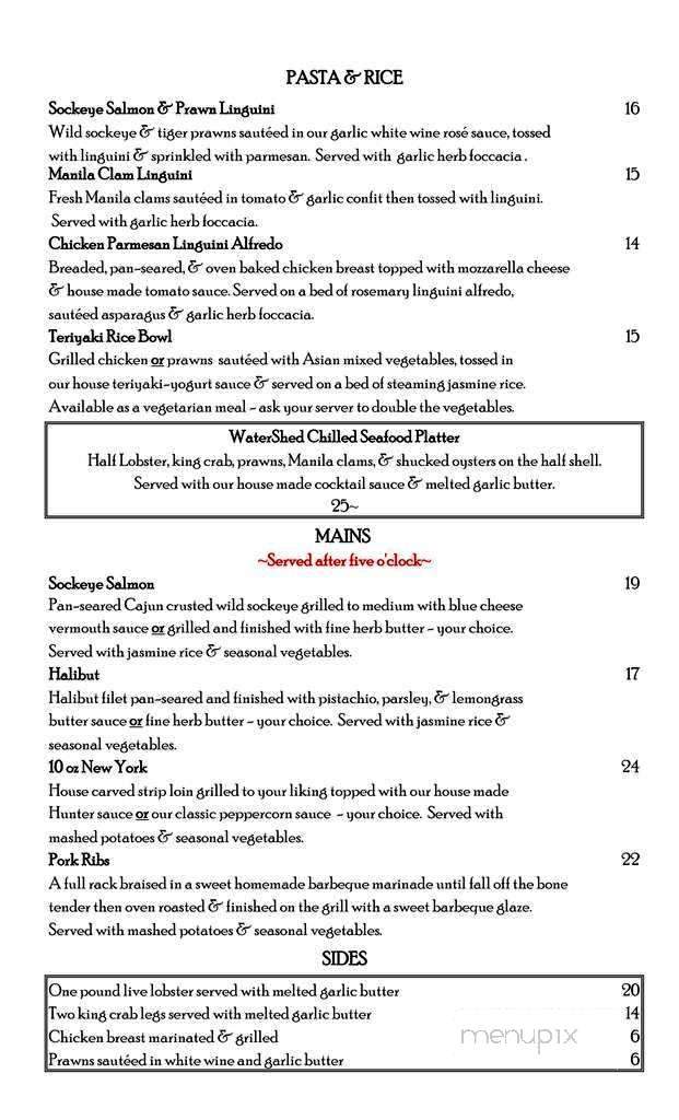 The WaterShed Grill - Squamish, BC menu_pic