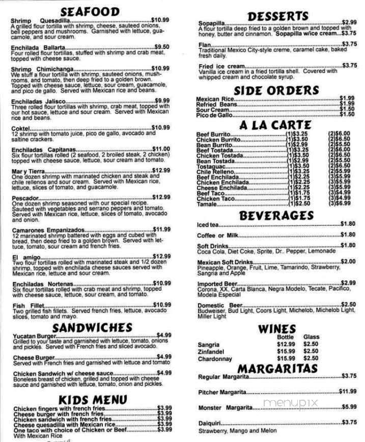 Yucatan Mexican Restaurant - Pineville, LA menu_pic