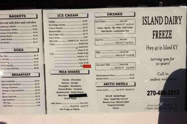 Dairy Freeze - Island, KY menu_pic