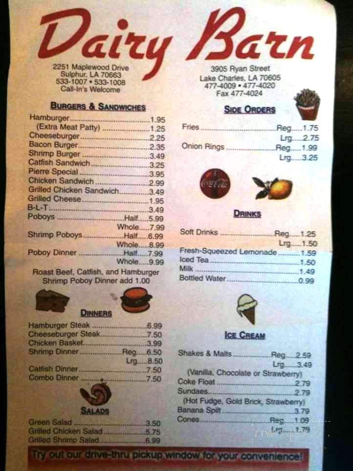 Dairy Barn - Lake Charles, LA menu_pic