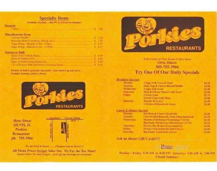 Porkies Of Silvis - Silvis, IL menu_pic