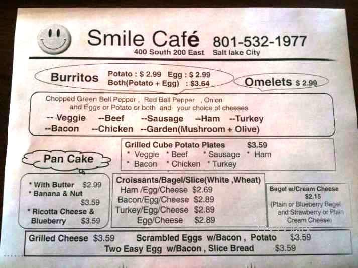 Smile Cafe - Salt Lake City, UT menu_pic