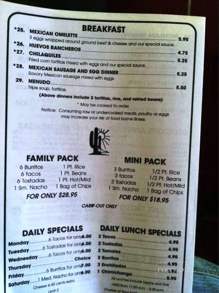 Taco Especial - Ecorse, MI menu_pic