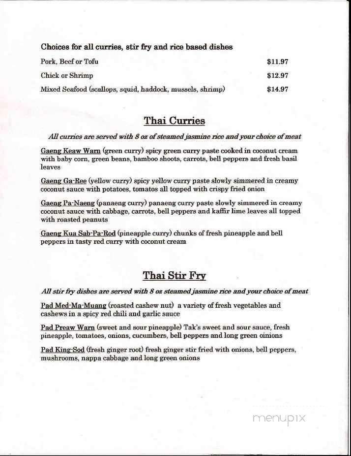 Tak's Thai Kitchen - Pictou, NS menu_pic