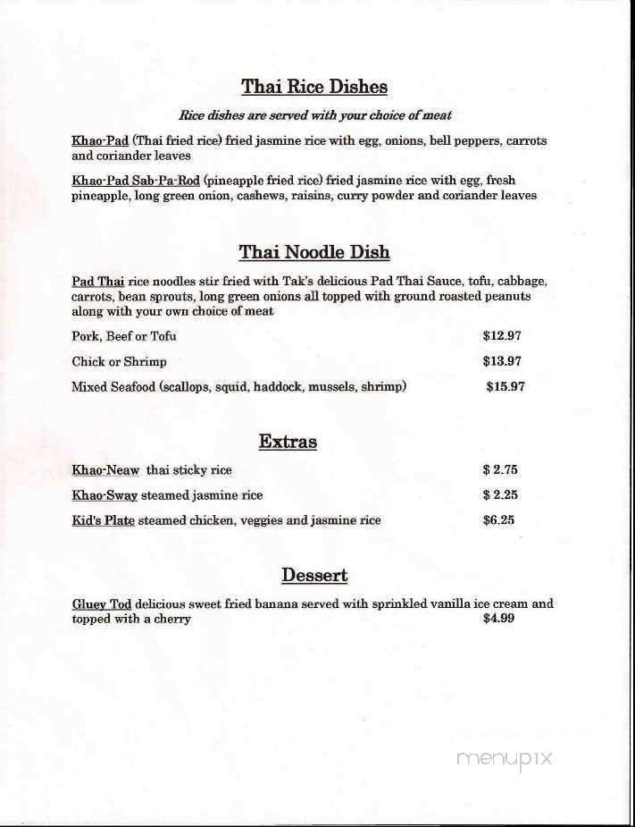 Tak's Thai Kitchen - Pictou, NS menu_pic