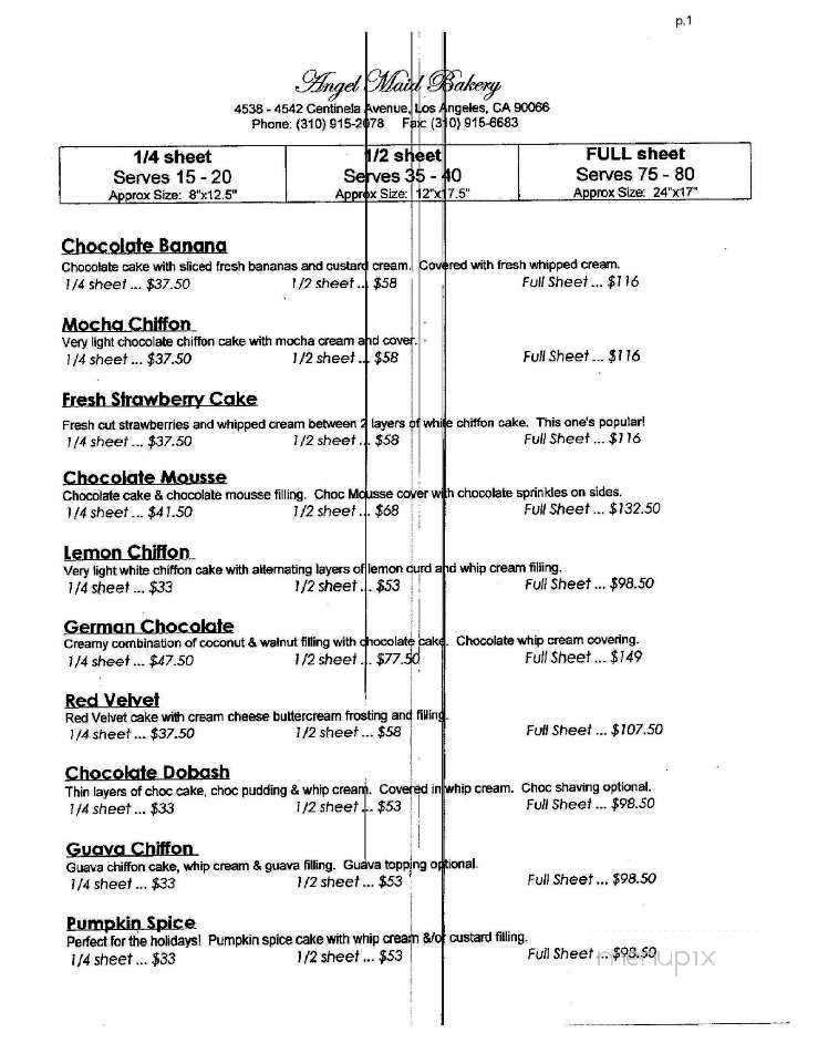 Angel Maid Bakery - Los Angeles, CA menu_pic