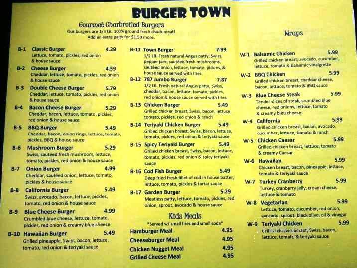 Burger Town - Renton, WA menu_pic